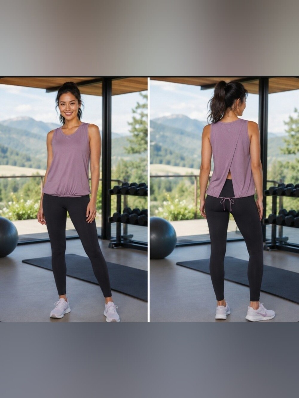 Lululemon Athletica Mauve Sleeveless Open Split Back Activewear Tank Top Small